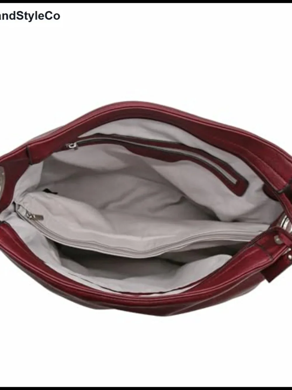 ALYSSA Hobo Shoulder Bag Faux Leather Zipper Closure Detachable Strap Large